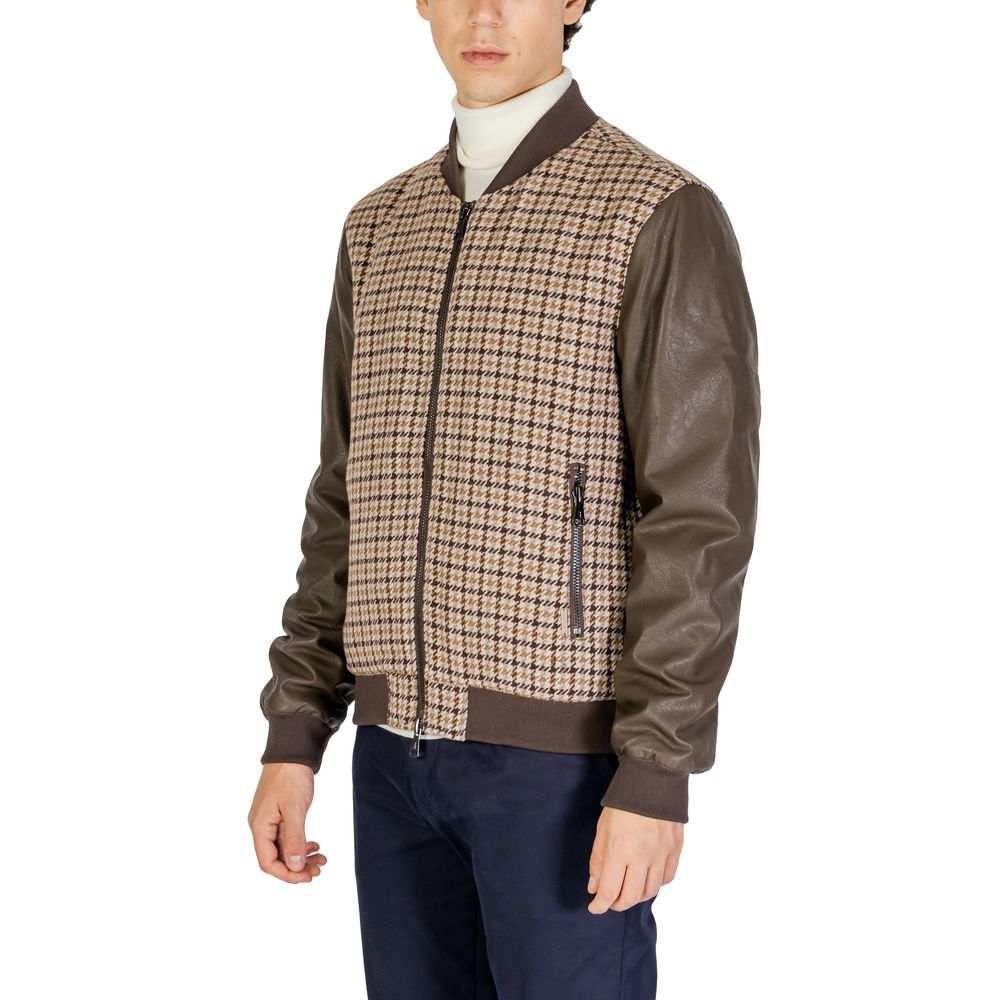Gianni Lupo Brown Polyester Jackets & Coat Gianni Lupo
