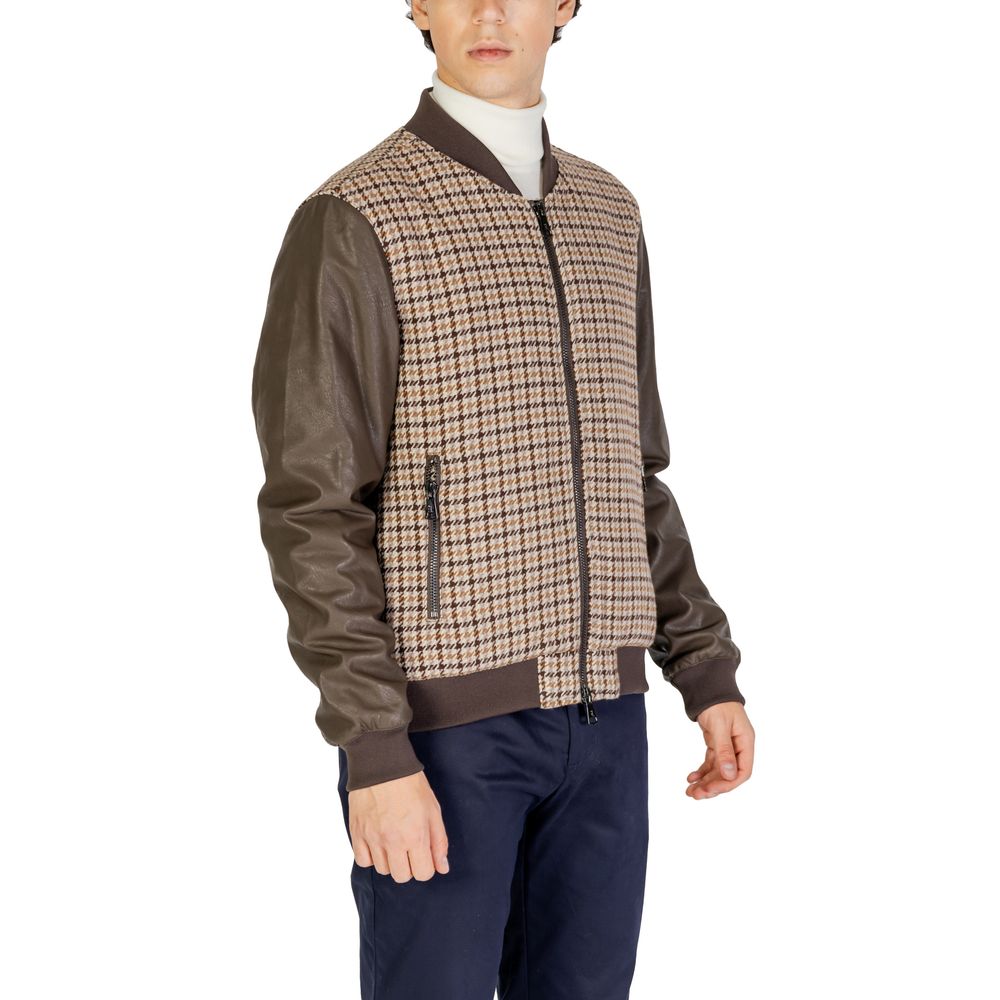 Gianni Lupo Brown Polyester Jackets & Coat Gianni Lupo