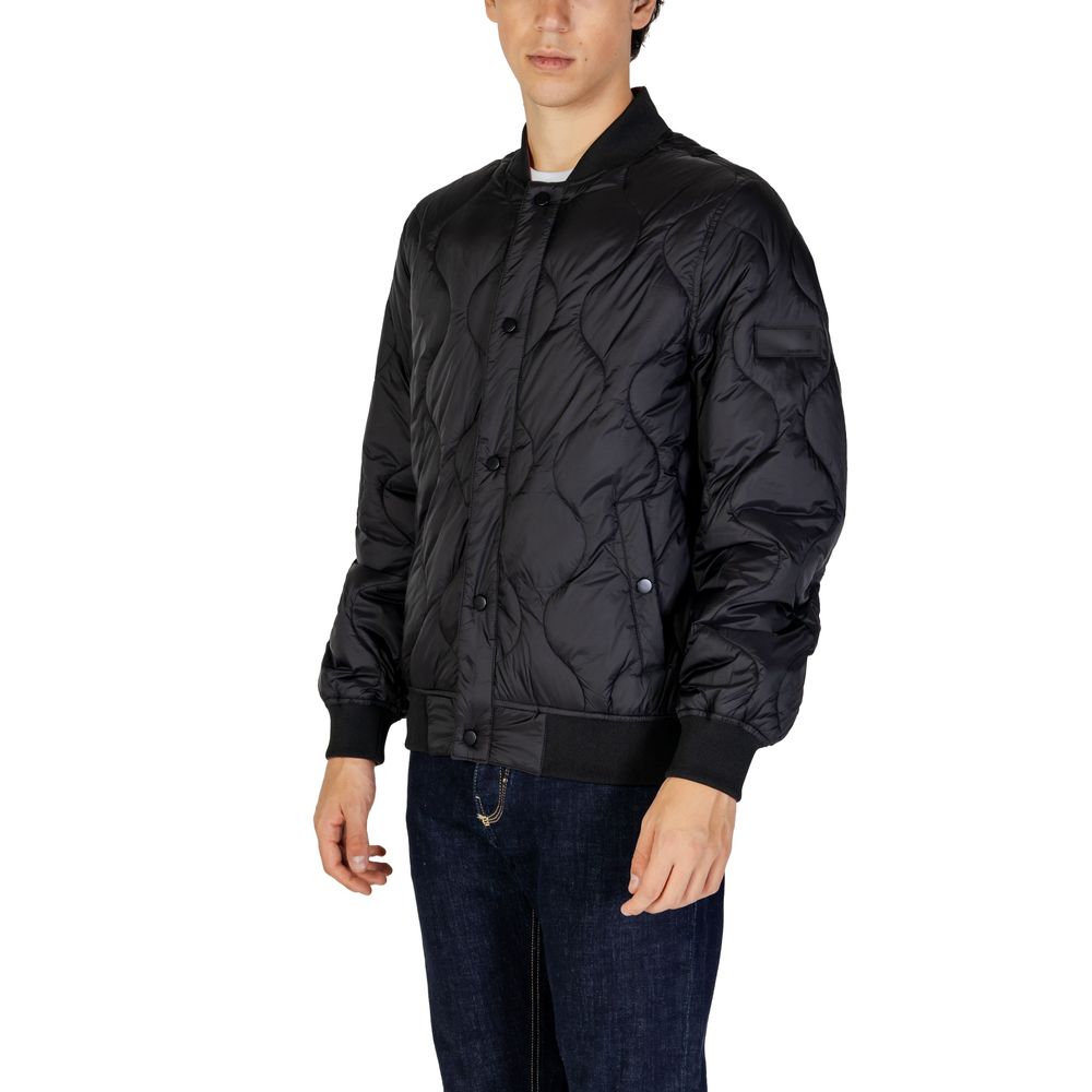Gianni Lupo Black Polyamide Jackets & Coat Gianni Lupo