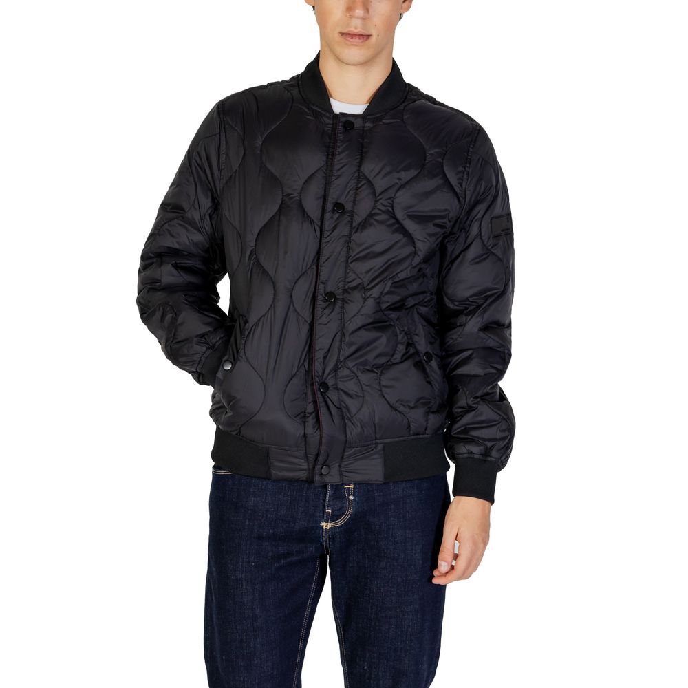 Gianni Lupo Black Polyamide Jackets & Coat Gianni Lupo
