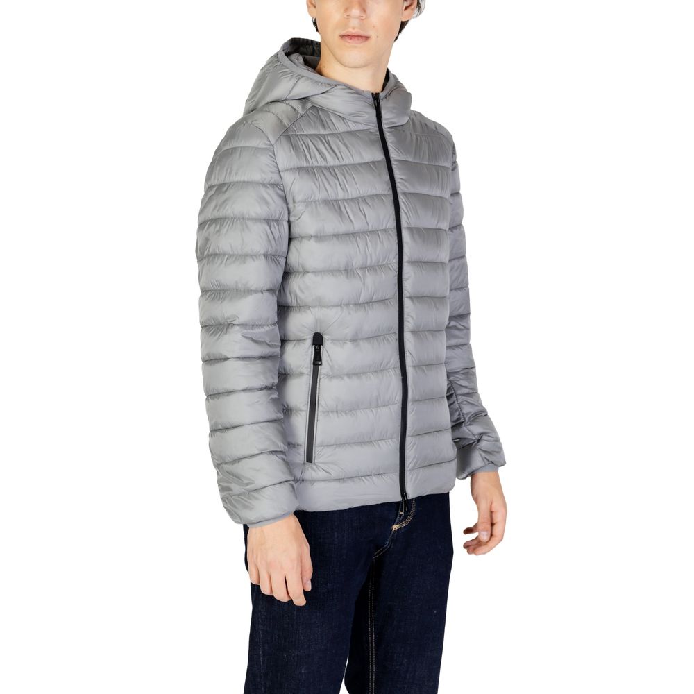 Gianni Lupo Gray Polyamide Jackets & Coat Gianni Lupo