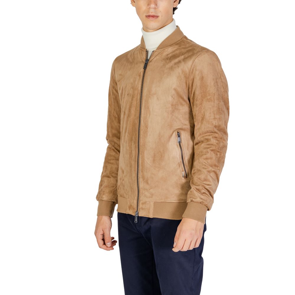 Gianni Lupo Beige Polyester Jackets & Coat Gianni Lupo