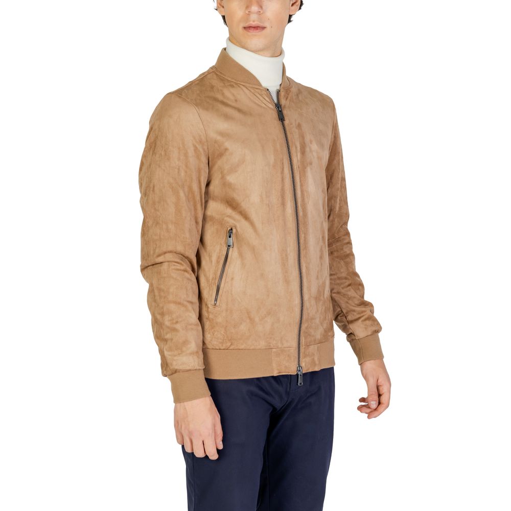 Gianni Lupo Beige Polyester Jackets & Coat Gianni Lupo