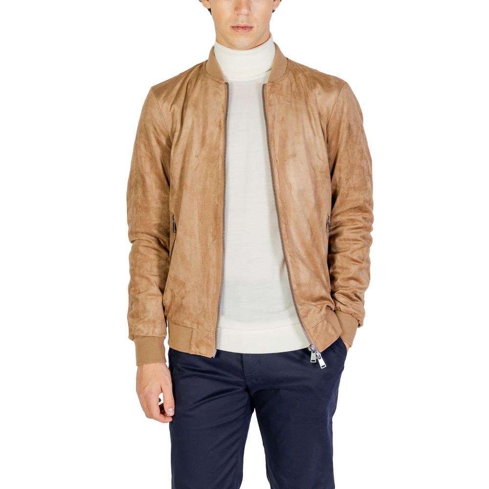 Gianni Lupo Beige Polyester Jackets & Coat Gianni Lupo