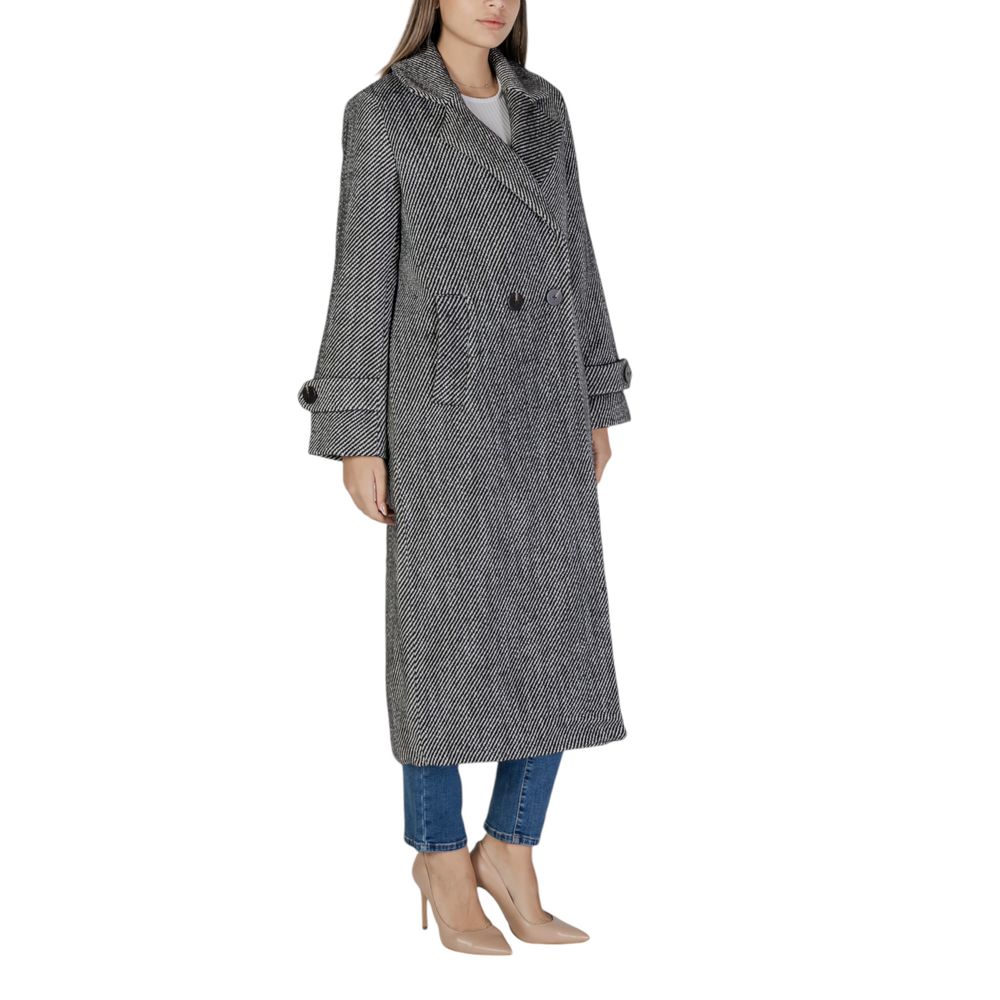Vila Clothes Black Polyester Coat Vila Clothes