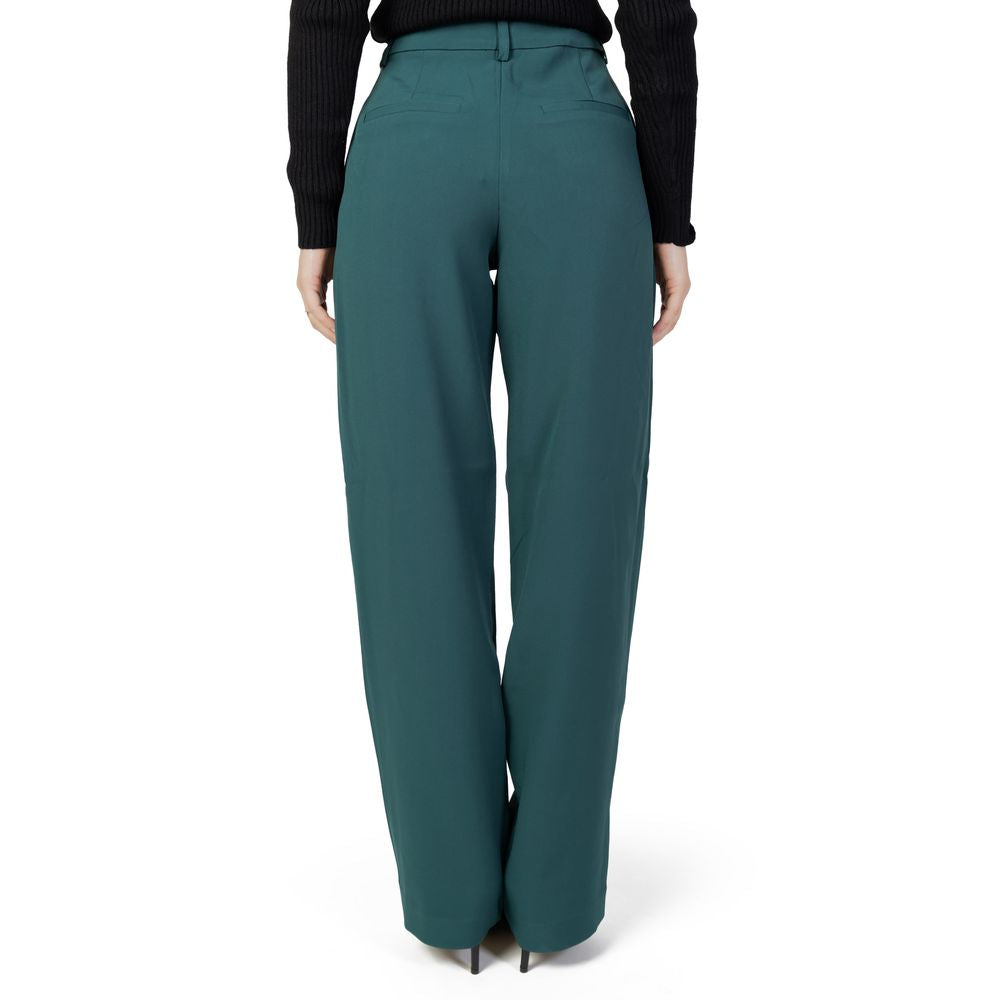 Vila Clothes Green Recycled Polyester Pant Vila Clothes