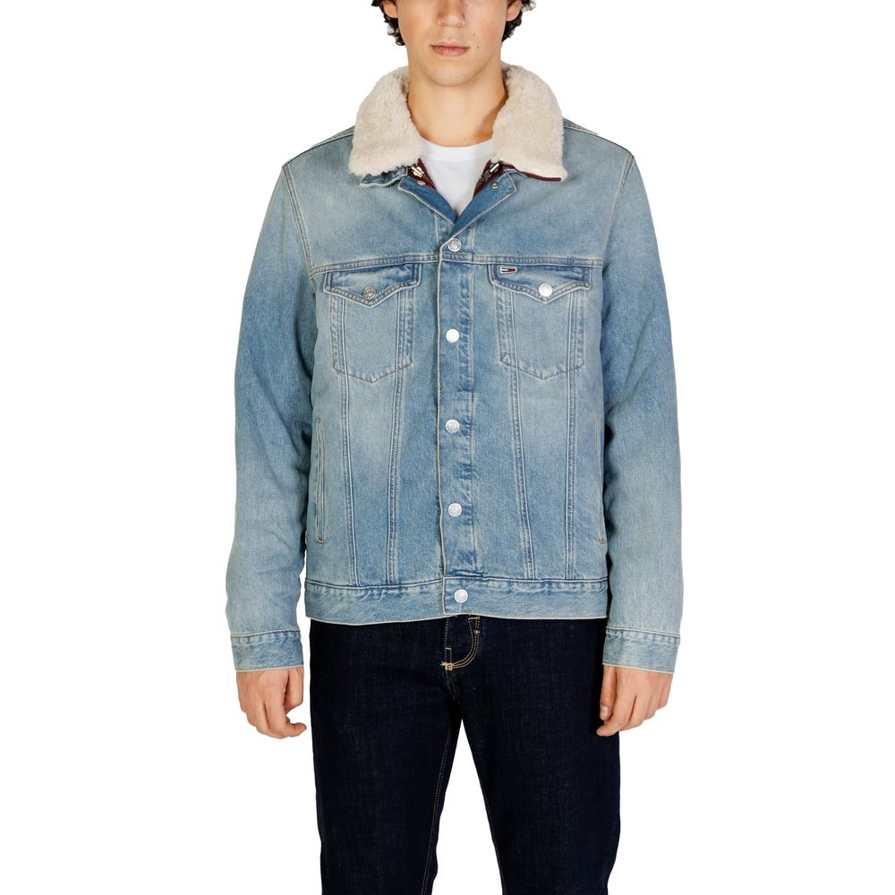 Tommy Hilfiger Jeans Light Blue Cotton Jackets & Coat Tommy Hilfiger Jeans