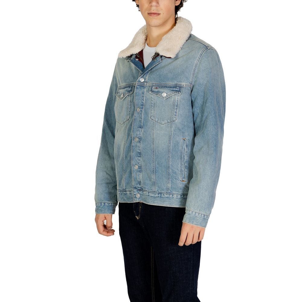 Tommy Hilfiger Jeans Light Blue Cotton Jackets & Coat Tommy Hilfiger Jeans