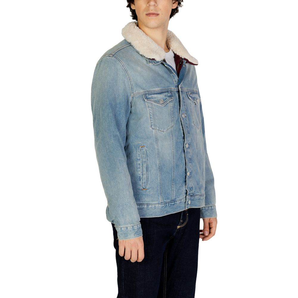 Tommy Hilfiger Jeans Light Blue Cotton Jackets & Coat Tommy Hilfiger Jeans