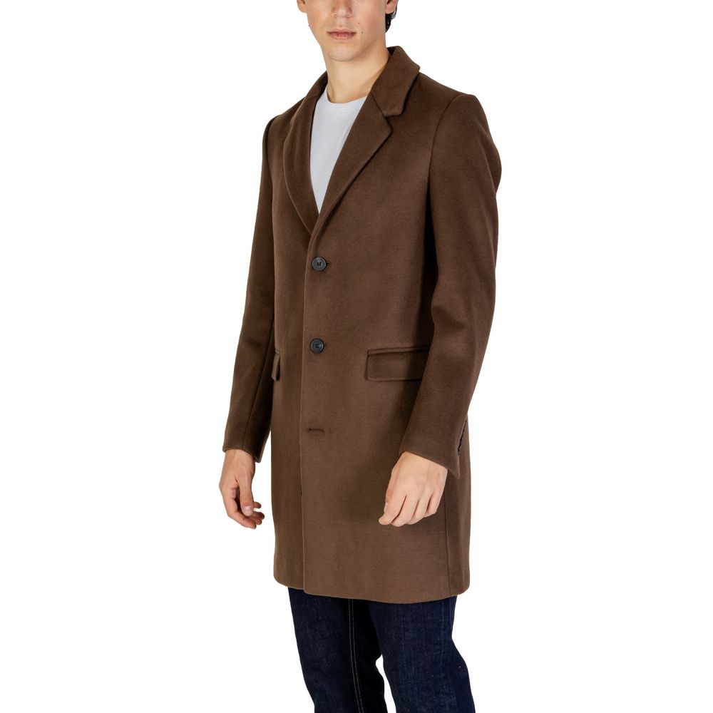 Antony Morato Brown Polyester Coat Antony Morato