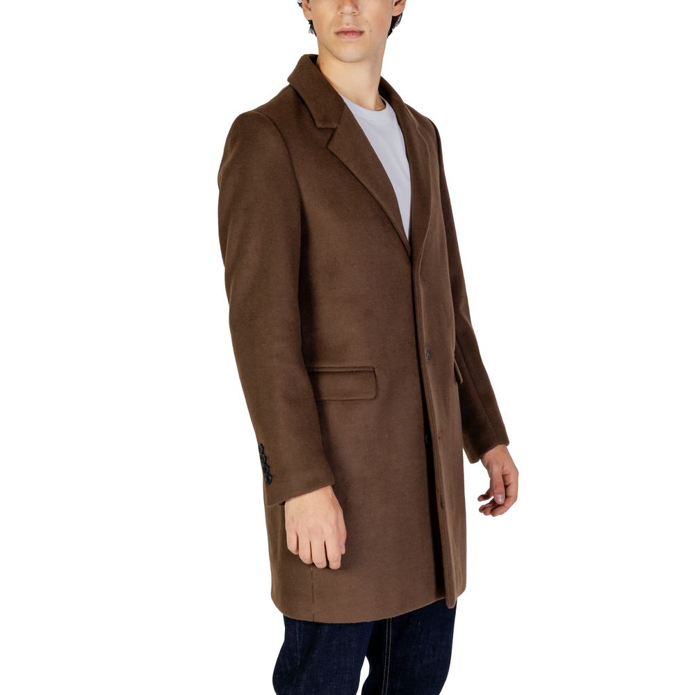 Antony Morato Brown Polyester Coat Antony Morato