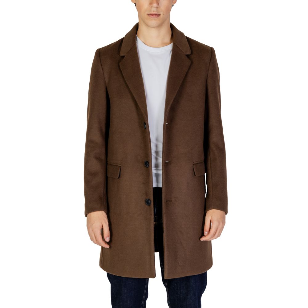 Antony Morato Brown Polyester Coat Antony Morato
