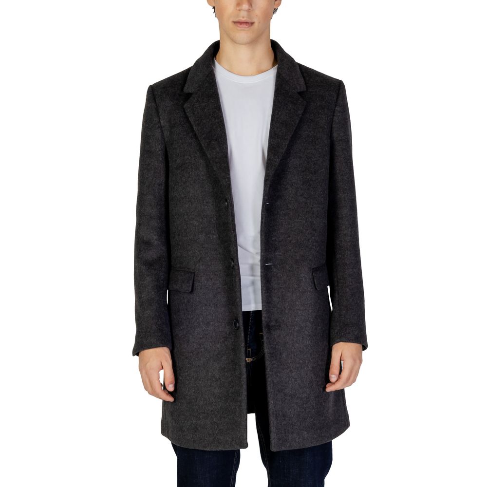 Antony Morato Gray Polyester Coat Antony Morato