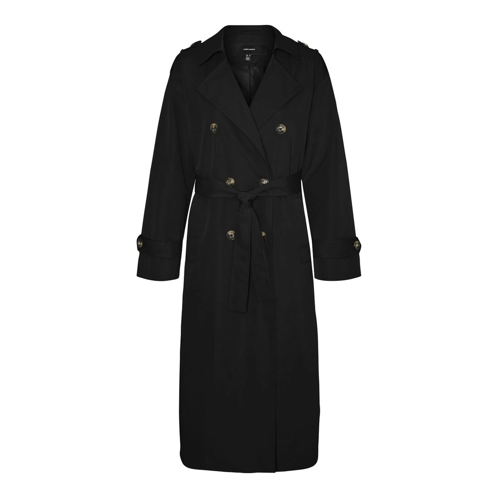 Vero Moda Black Polyester Trench Coat Vero Moda