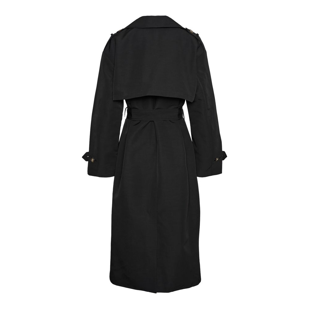 Vero Moda Black Polyester Trench Coat Vero Moda