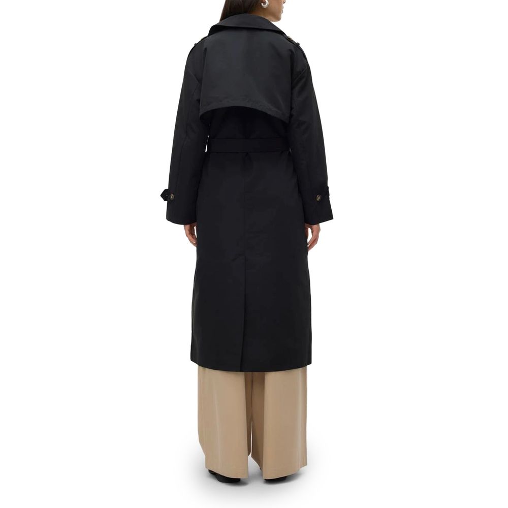 Vero Moda Black Polyester Trench Coat Vero Moda