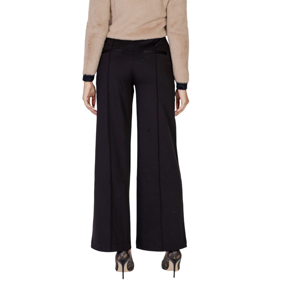 ICHI Black Polyester Pant ICHI