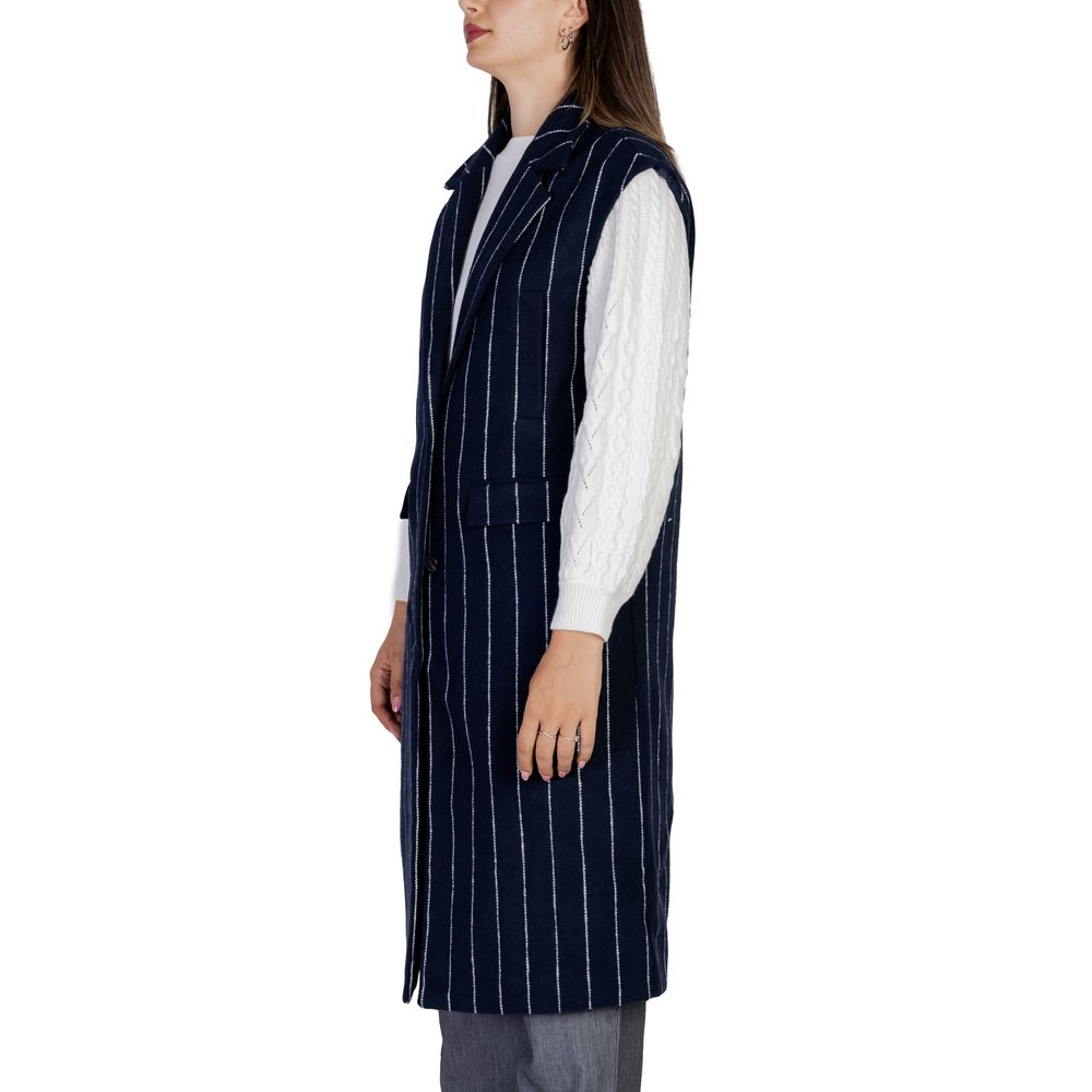 ICHI Blue Polyester Sleveless Jacket ICHI