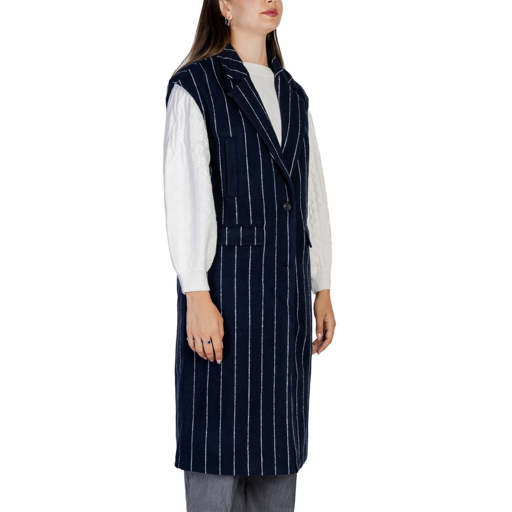 ICHI Blue Polyester Sleveless Jacket ICHI