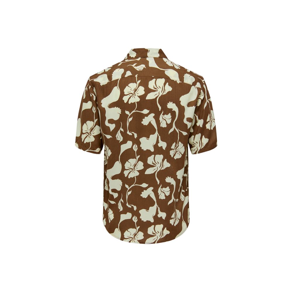 Only & Sons Brown Viscose Shortsleeve Only & Sons
