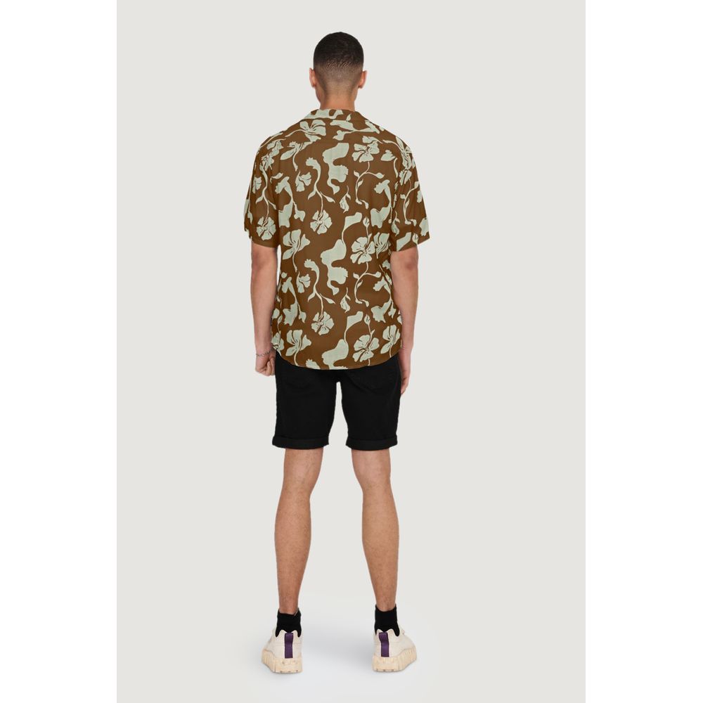 Only & Sons Brown Viscose Shortsleeve Only & Sons