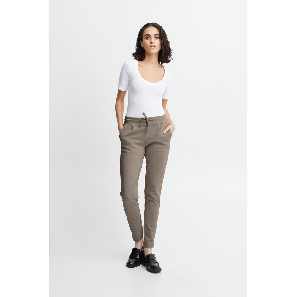 ICHI Beige Polyester Pant ICHI