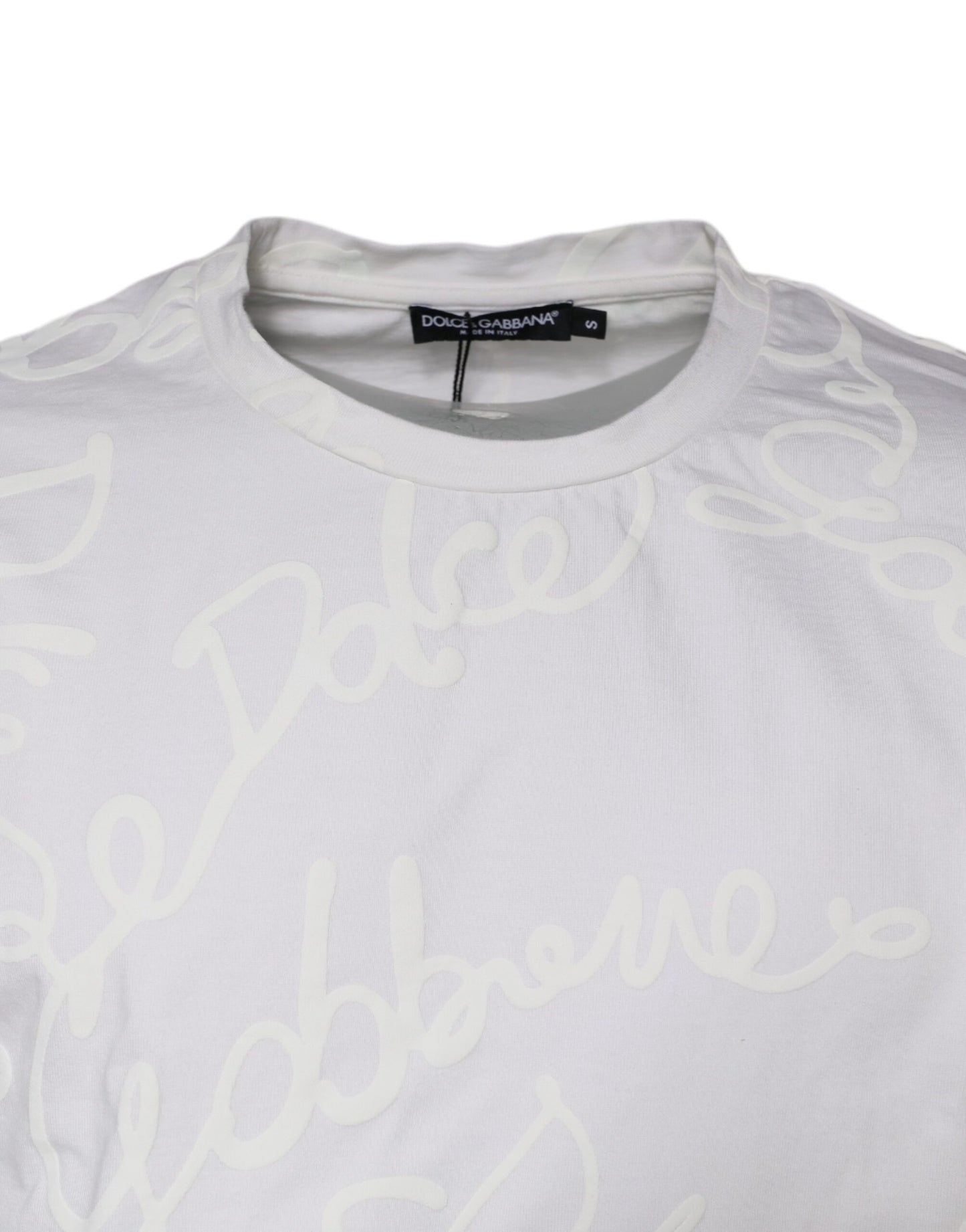 Dolce & Gabbana White Logo Print Cotton Crew Neck T-shirt Dolce & Gabbana