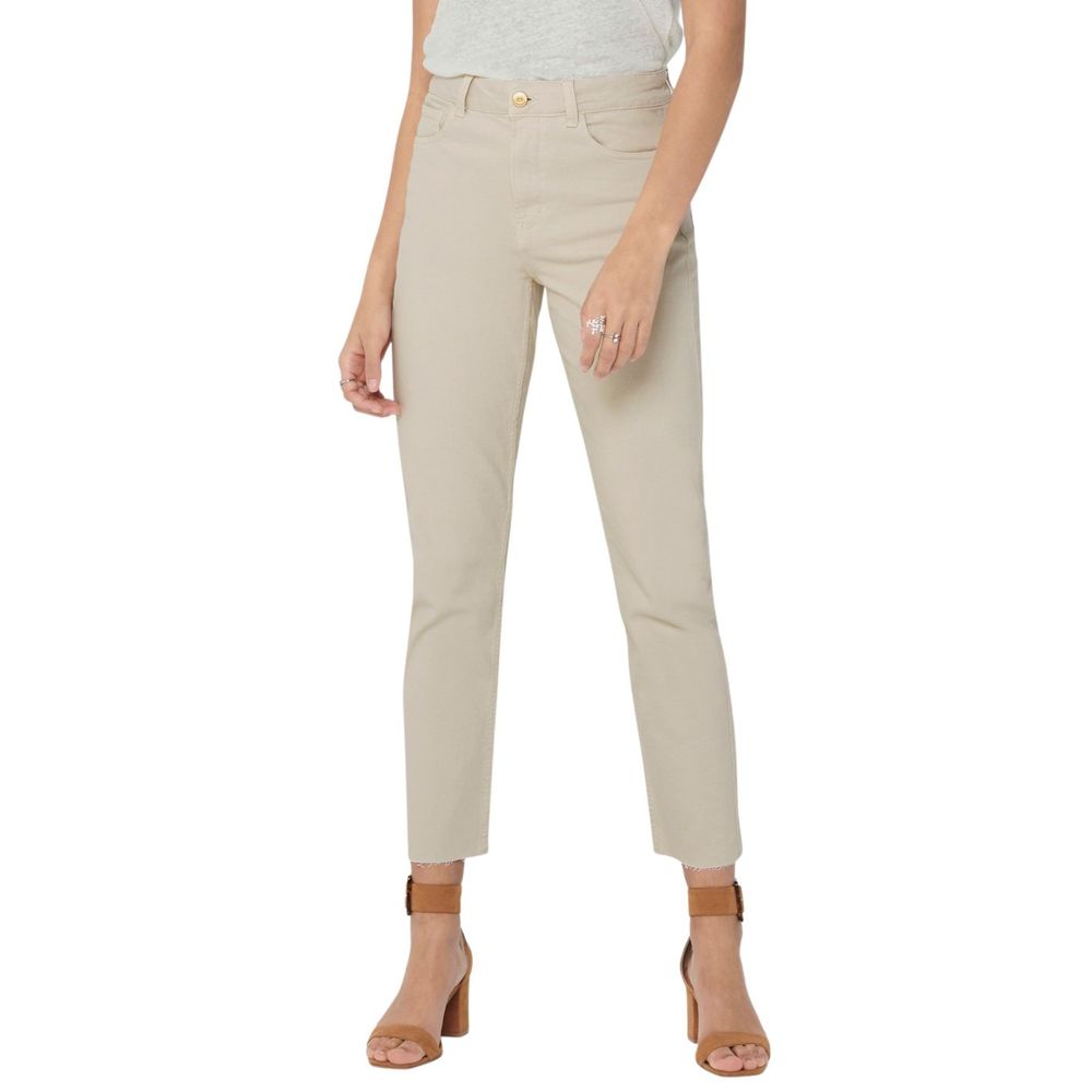 Only Beige Cotton Mom Jean Only