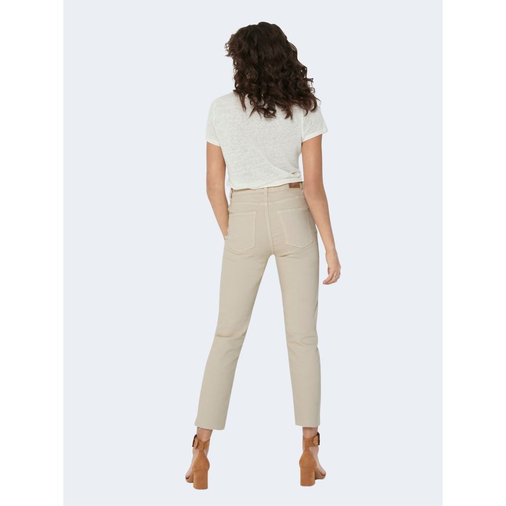 Only Beige Cotton Mom Jean Only