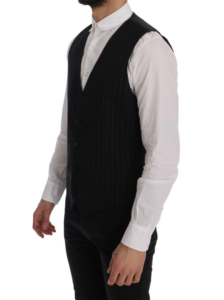 Dolce & Gabbana Black STAFF Cotton Striped Vest Dolce & Gabbana