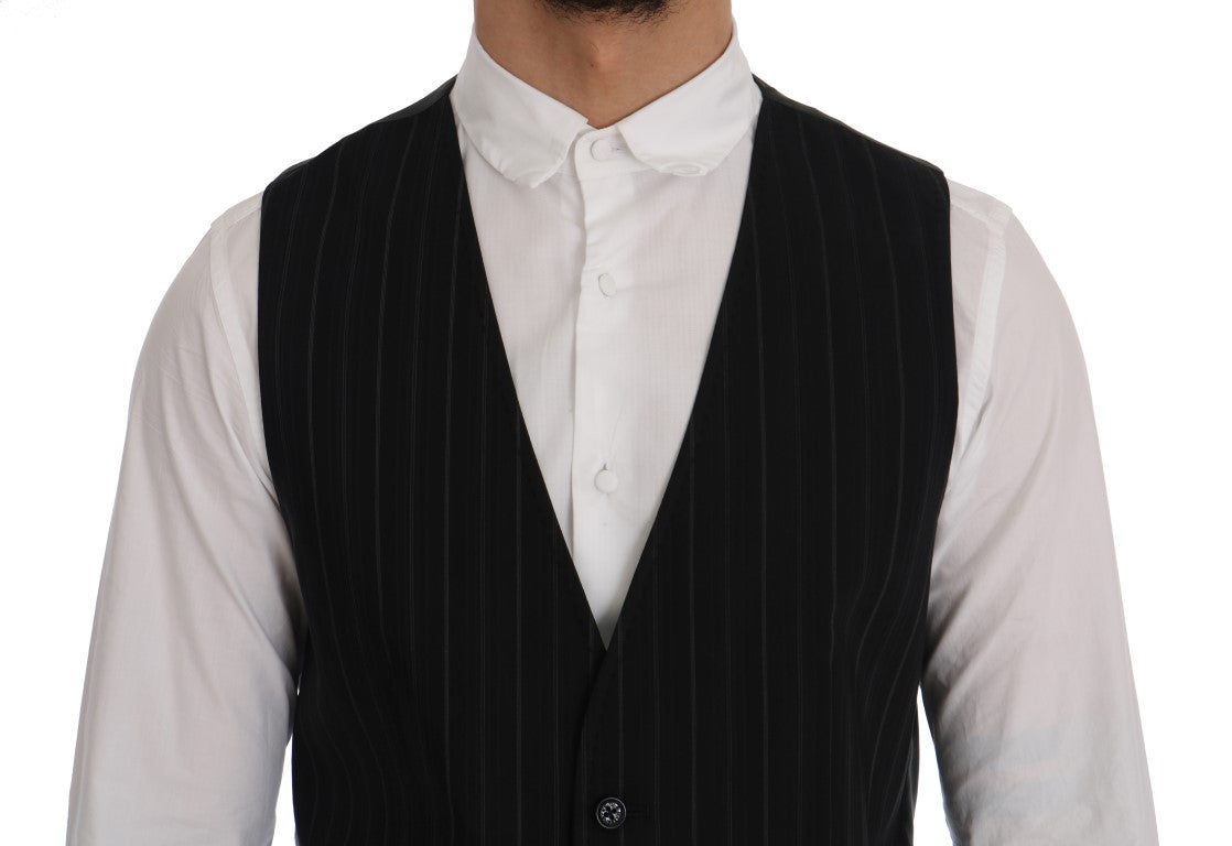 Dolce & Gabbana Black STAFF Cotton Striped Vest Dolce & Gabbana