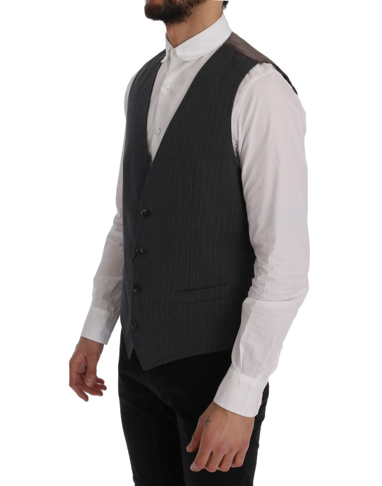 Dolce & Gabbana Gray STAFF Cotton Striped Vest Dolce & Gabbana