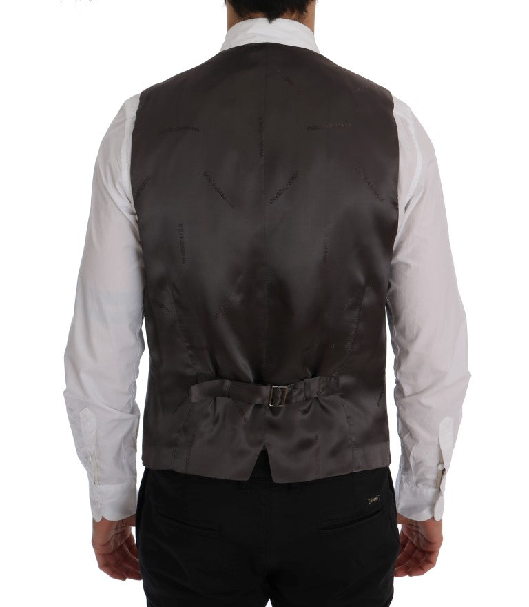 Dolce & Gabbana Gray STAFF Cotton Striped Vest Dolce & Gabbana