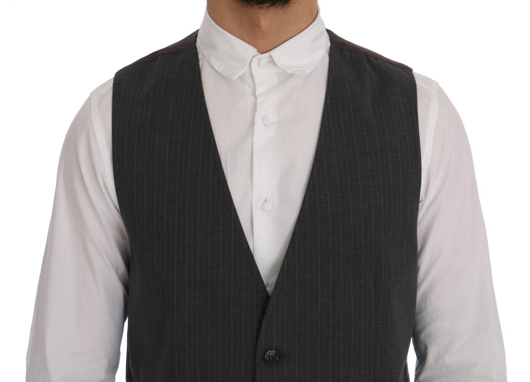 Dolce & Gabbana Gray STAFF Cotton Striped Vest Dolce & Gabbana