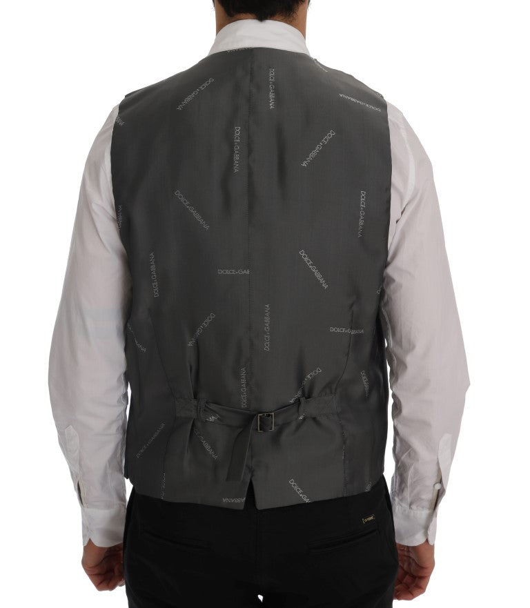 Dolce & Gabbana Gray STAFF Cotton Striped Vest Dolce & Gabbana