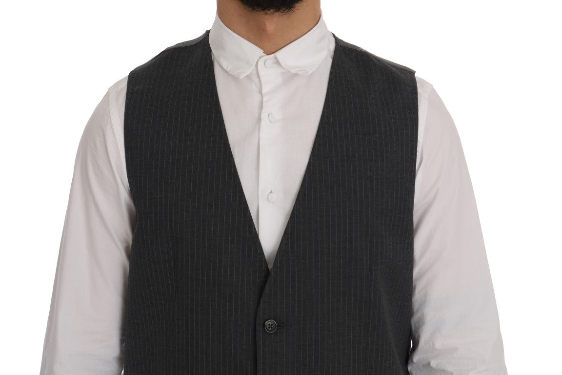Dolce & Gabbana Gray STAFF Cotton Striped Vest Dolce & Gabbana