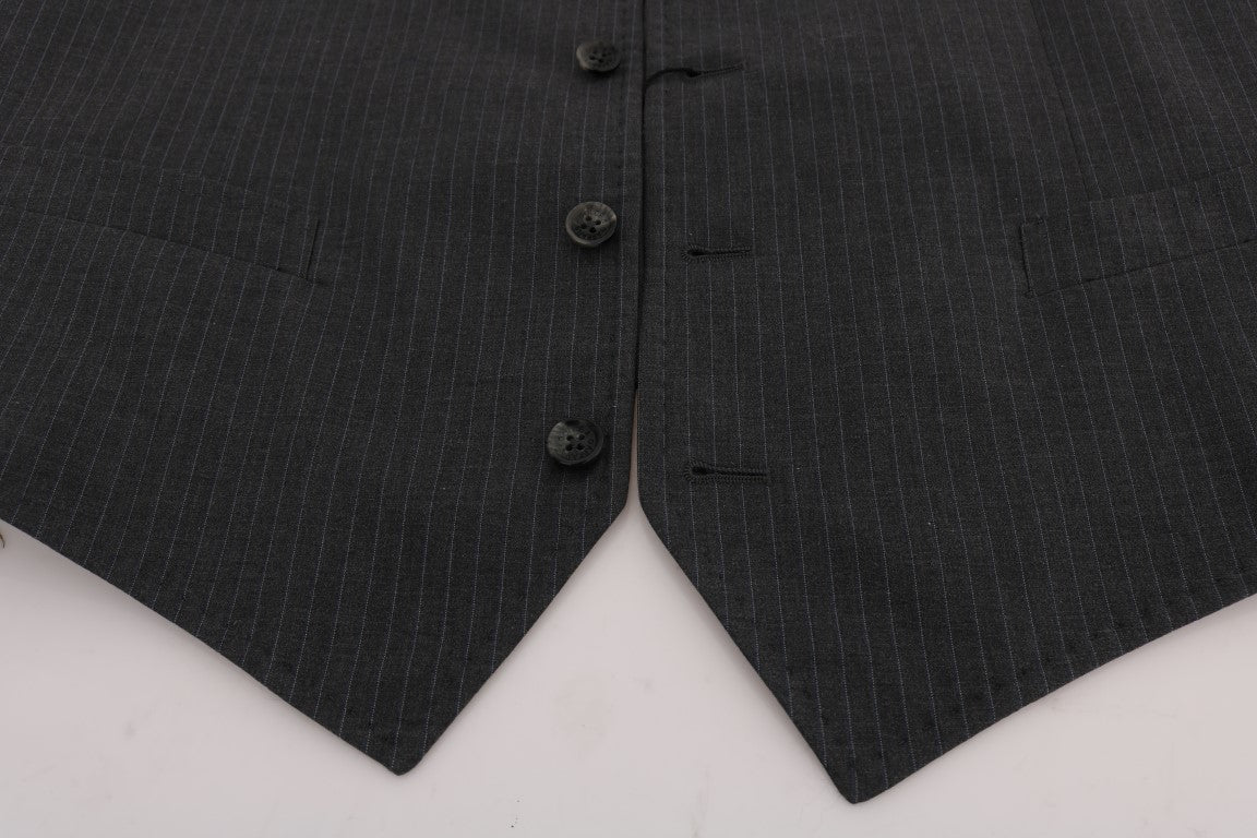 Dolce & Gabbana Gray STAFF Cotton Striped Vest Dolce & Gabbana