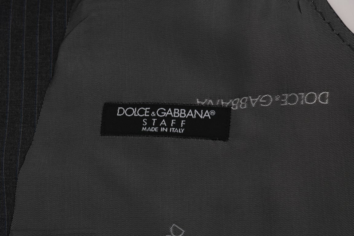 Dolce & Gabbana Gray STAFF Cotton Striped Vest Dolce & Gabbana