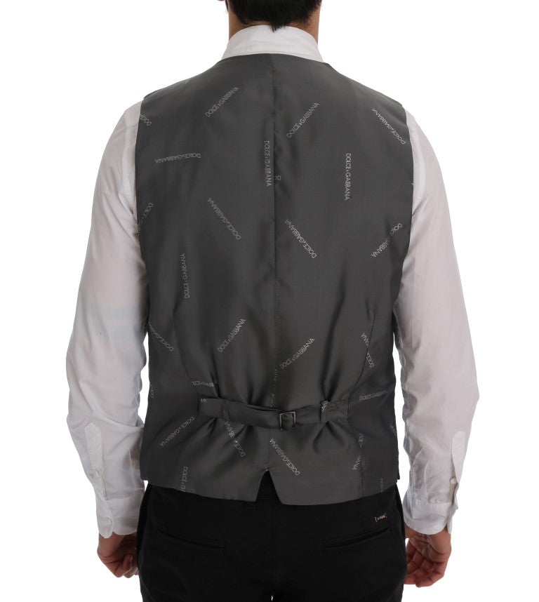 Dolce & Gabbana Gray STAFF Cotton Striped Vest Dolce & Gabbana