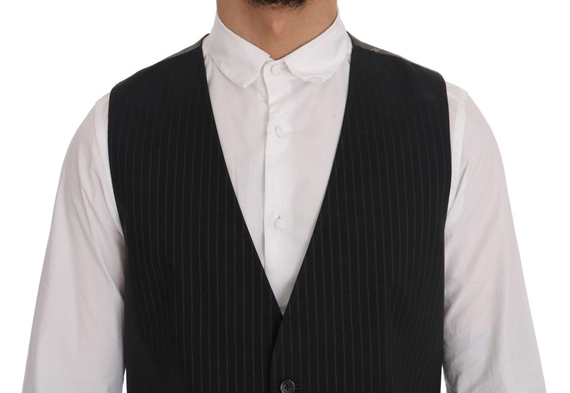 Dolce & Gabbana Gray STAFF Cotton Striped Vest Dolce & Gabbana
