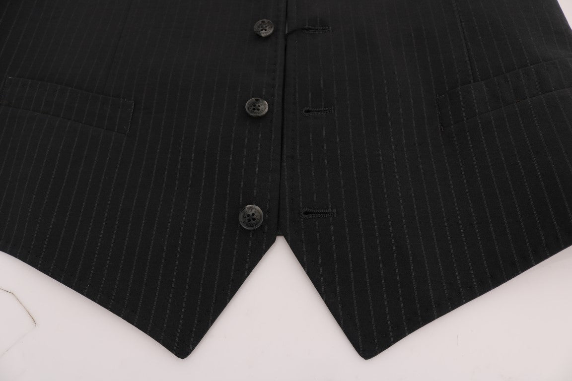 Dolce & Gabbana Gray STAFF Cotton Striped Vest Dolce & Gabbana