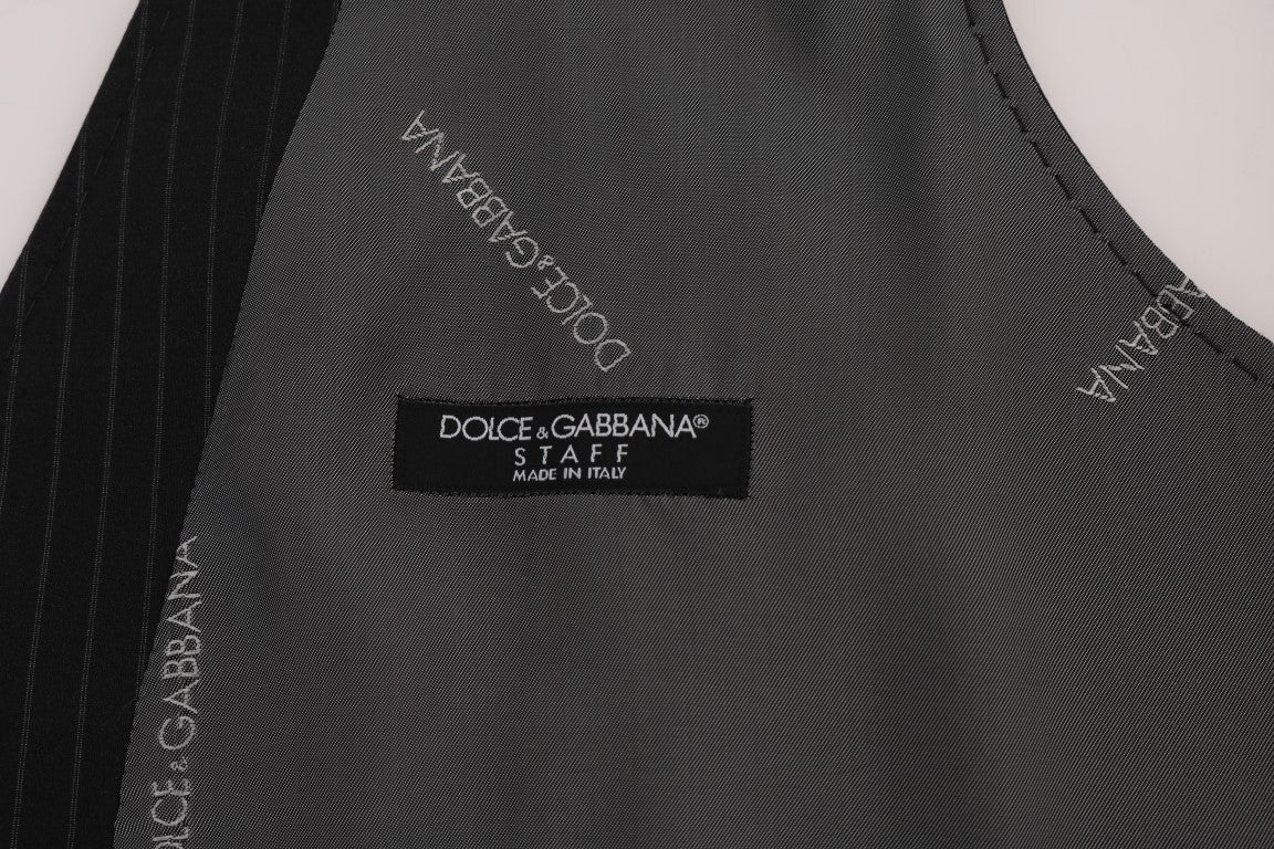 Dolce & Gabbana Gray STAFF Cotton Striped Vest Dolce & Gabbana