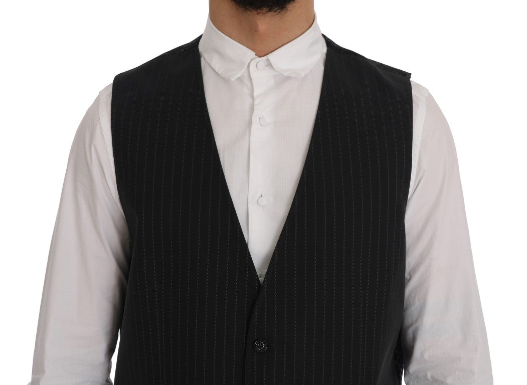 Dolce & Gabbana Gray STAFF Cotton Striped Vest Dolce & Gabbana