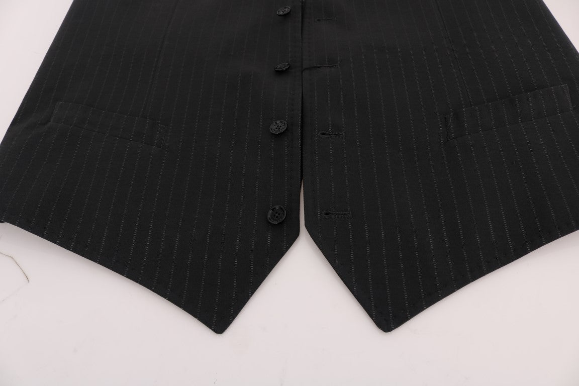Dolce & Gabbana Gray STAFF Cotton Striped Vest Dolce & Gabbana