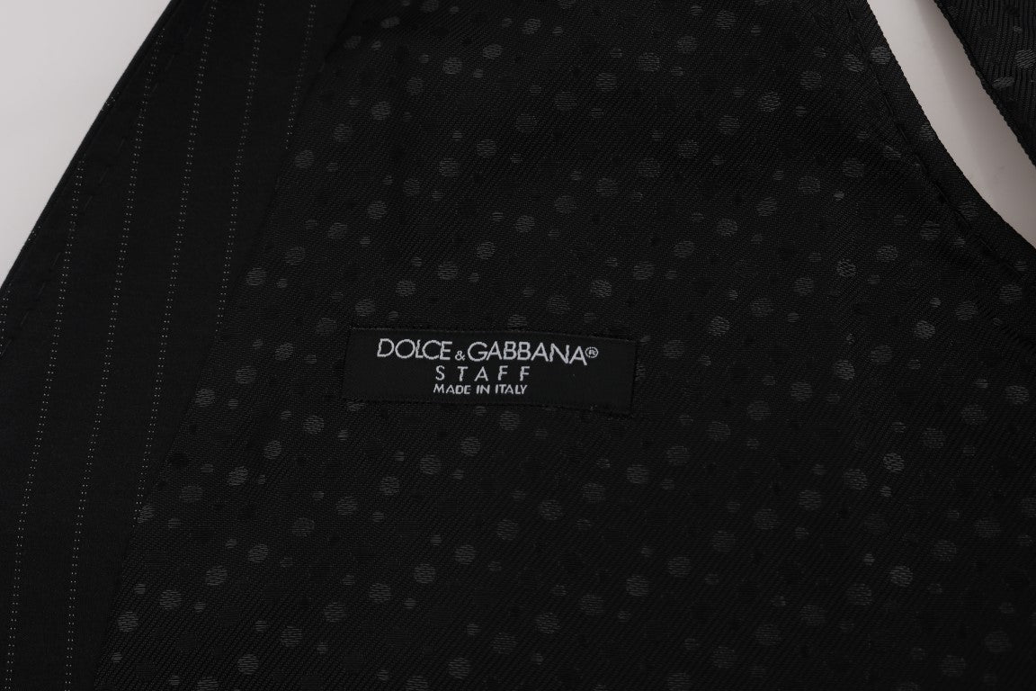 Dolce & Gabbana Gray STAFF Cotton Striped Vest Dolce & Gabbana