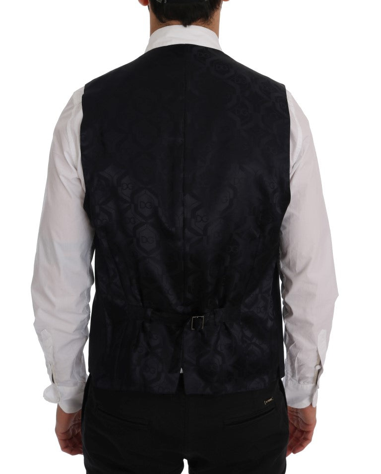 Dolce & Gabbana Black STAFF Wool Striped Vest Dolce & Gabbana