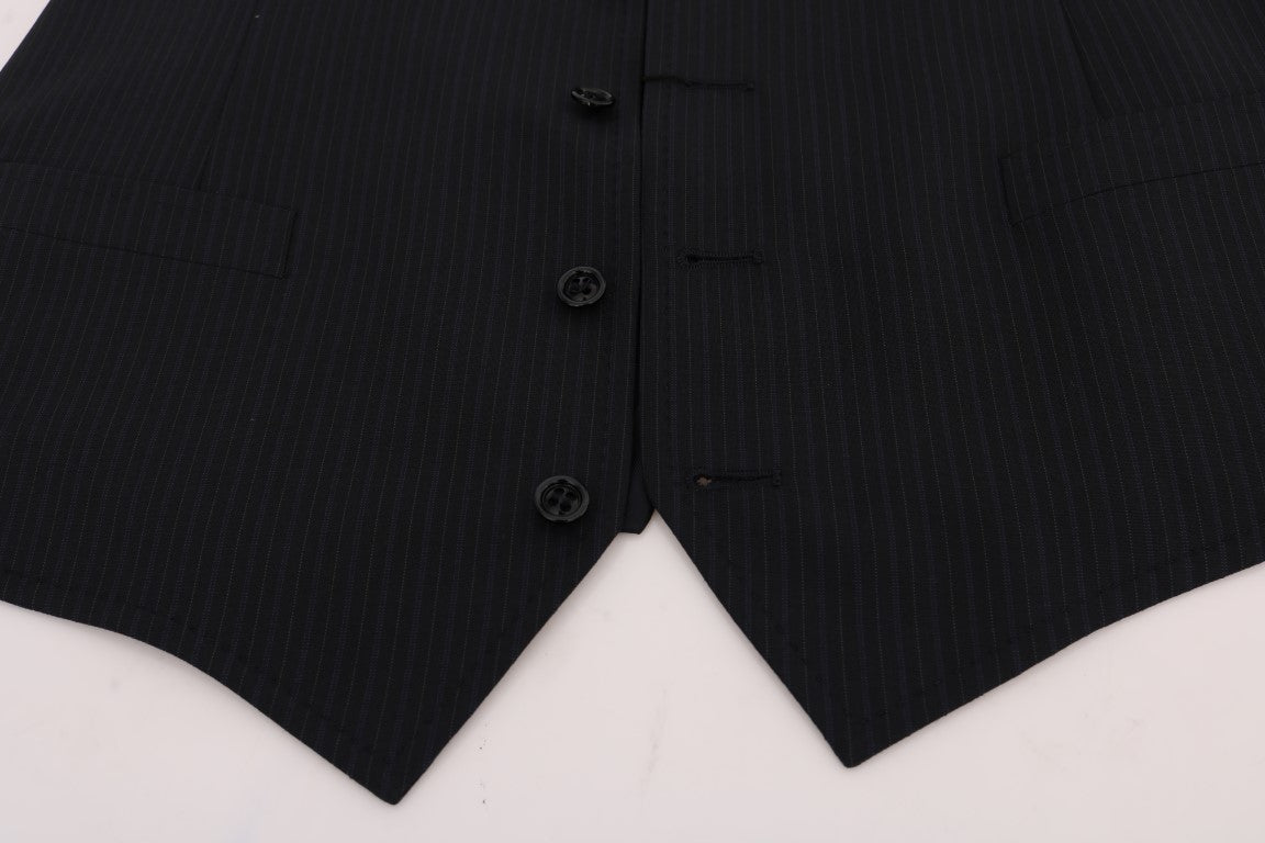 Dolce & Gabbana Black STAFF Wool Striped Vest Dolce & Gabbana