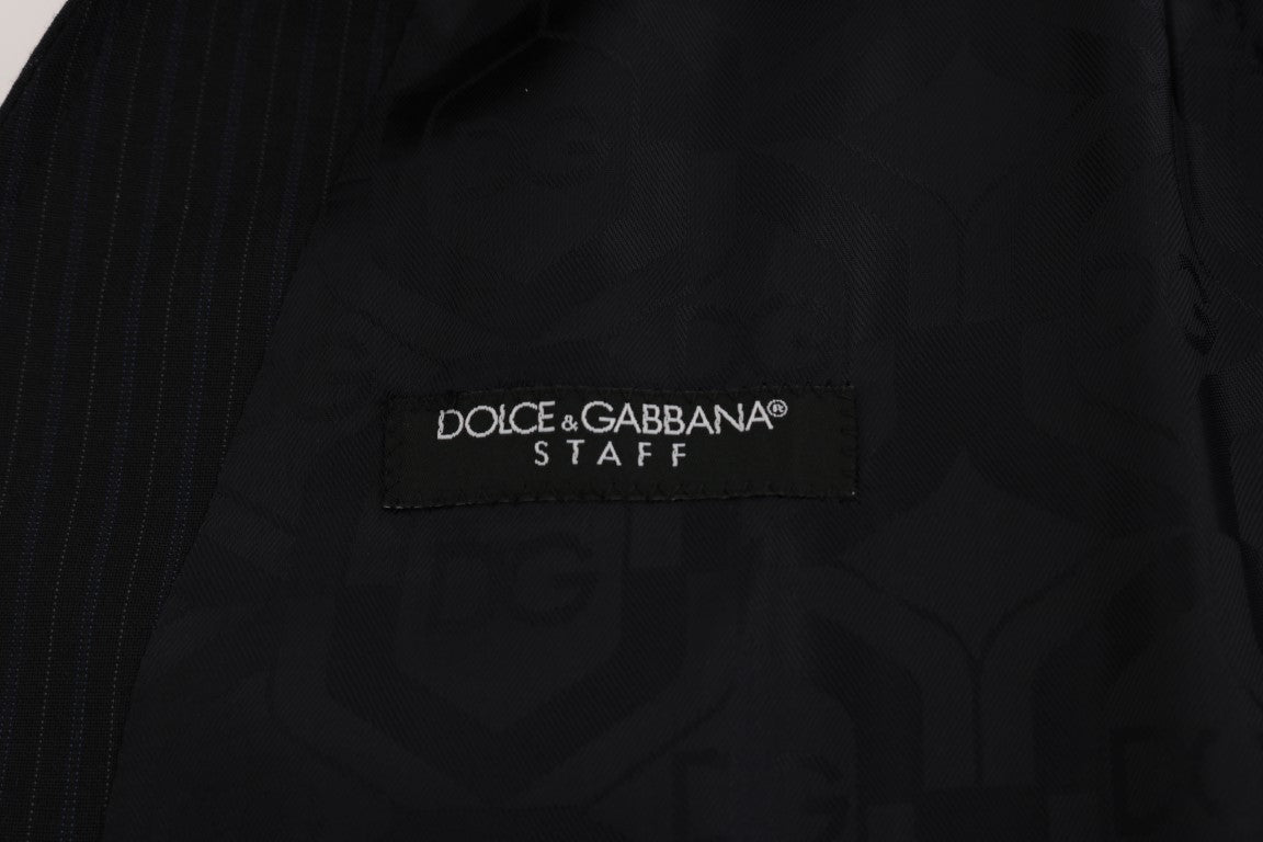 Dolce & Gabbana Black STAFF Wool Striped Vest Dolce & Gabbana