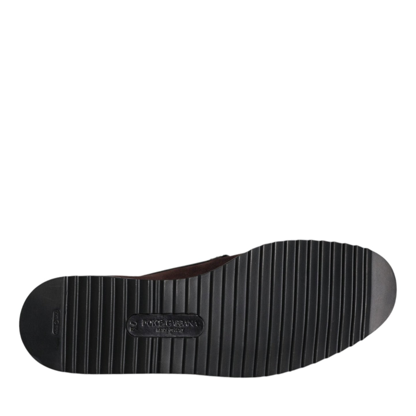 Dolce & Gabbana Brown Suede DG Family Slip On Flats Shoes