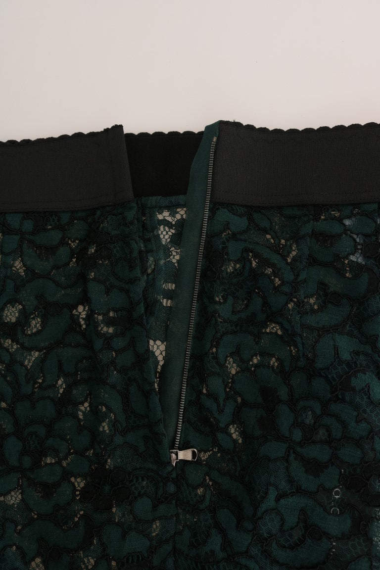 Dolce & Gabbana Green Floral Lace Leggings Pants Dolce & Gabbana
